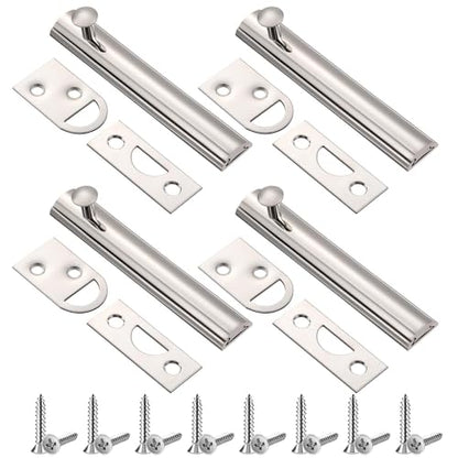 Lothee 2" 4 Pcs Brass Surface Bolt Door Latch, Satin Nickel - color: Satin Nickel, size: 2 Inch