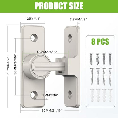 Barn Door Lock Hardware, 90 Degree Flip Latch Privacy Lock, Nickel | Heavy Duty Zinc Alloy Sliding Barn Door Latch for Bathroom, Bedroom, Closet, Garage, Shed and Gate - color: Nickel-1PC