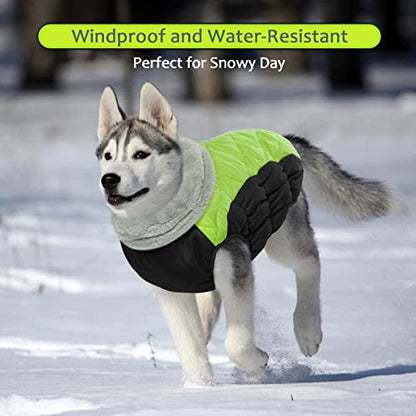 Lelepet Dog Coat Warm Dog Winter Coat Waterproof Dogs Jacket with Harness - color: Lime, size: X-Small