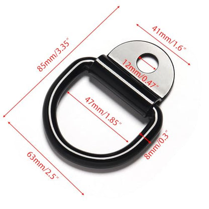 Heavy Duty Steel D Rings Tie Down Anchors Hooks, 8mm Diameter D-Ring Strength Surface Mount Hook Securing Cargo for Trailer, Truck Bed, Pickup, Camper, Tie Down Straps, Black 6 Pack