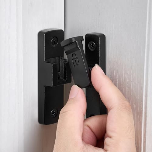 Matte Black 90 Degree Barn Door Lock ，Right Angle Door Lock Latch - color: Matte Black_90 Degree