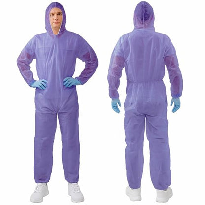 Hazmat Suits,10 Colors Options Disposable Protective Coveralls, Paint Suit with Elastic Wrists Ankles and Hood - color: Purple, size: XX-Large