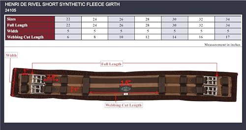 Henri de Rivel Short Synthetic Fleece Girth - color: Brown, size: 30