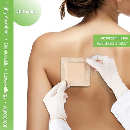 NeuHeils Silicone Foam Dressing with Border 4''x4'', 40 Pack for Bed Sores - size: 4''x4'' (40 Pack)