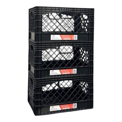 Juggernaut 6 Pack 24 Quart Storage Crate, Milk Crate Plastic Basket - color: Black, size: 24 Quart, 6-Pack