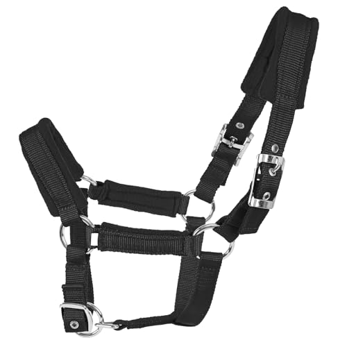 Adjustable Horse Halter with Fleece Padding, Available in Black, Red, Blue - color: Black, size: Small