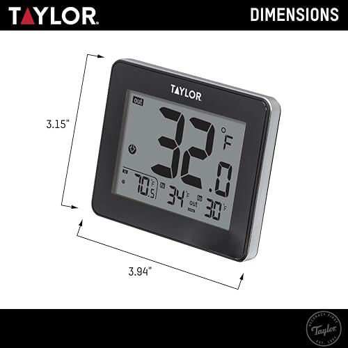 Taylor Wired Digital Indoor Outdoor Thermometer with LED Display, Wired Probe Sensor for Home, Greenhouse, Nursery, and Indoor Use, White Housing