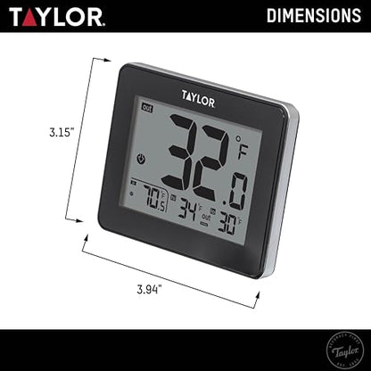 Taylor Wired Digital Indoor Outdoor Thermometer with LED Display, Wired Probe Sensor for Home, Greenhouse, Nursery, and Indoor Use, White Housing