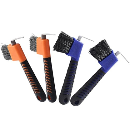 4 Pcs Horse Hoof Pick Brush, Blue & Orange - size: 4 Pcs