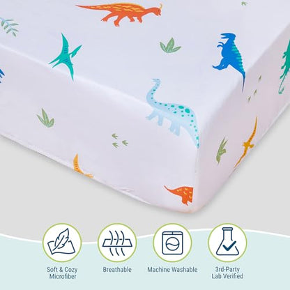 Wildkin Twin Sheet Set – Soft Microfiber, Fitted & Top Sheet, Pillowcase - Jurassic Dinosaurs - color: Jurrasic Dinosaurs
