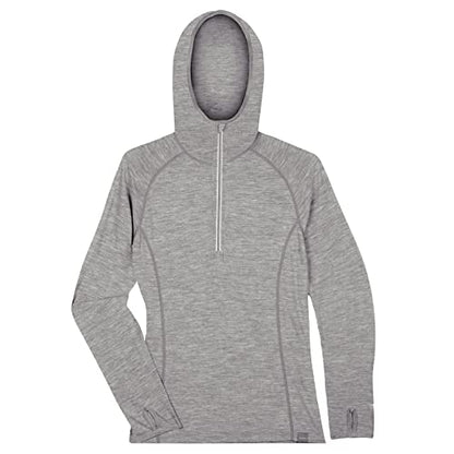 MERIWOOL Women’s Base Layer Hoodie Lightweight Merino Wool Long Sleeve Thermal - color: Gray Heather, size: X-Small