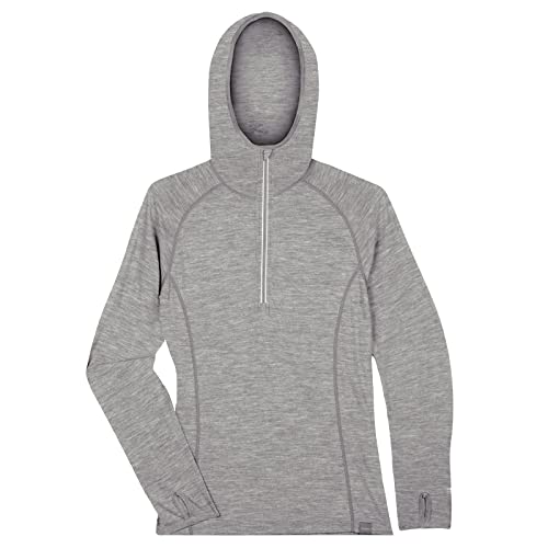 MERIWOOL Women’s Base Layer Hoodie Lightweight Merino Wool Long Sleeve Thermal - color: Gray Heather, size: Small