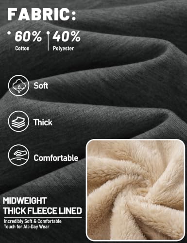 TACVASEN Men's Sherpa Hoodies Midweight Fleece Winter Thermal Sweatshirts - color: 02 Dark Grey, size: Medium