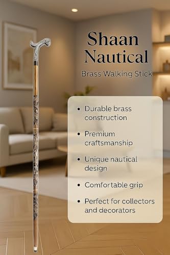 “Elegant Wooden Walking Stick with Handcrafted Floral Brass Handle – Stylish Men’s & Women’s Cane for Walking Support, Gifts & Everyday Use”