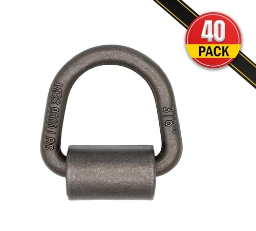 Mytee Products (40 Pack) 3/8" Heavy Duty Weld On D Ring - 9,000 LBS Breaking Strength Tie Down Anchor for Truck Bed - Forged D Rings for Trailer - size: 40 - Pack
