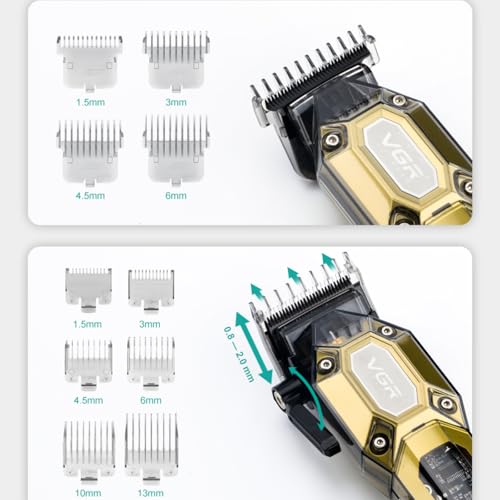 VGR 600&900 Cordless Barber Clipper Trimmer Set with LED Display, Gold - color: Gold