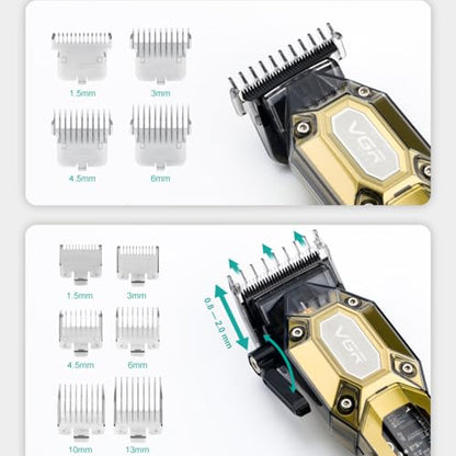 VGR 600&900 Cordless Barber Clipper Trimmer Set with LED Display, Gold - color: Gold