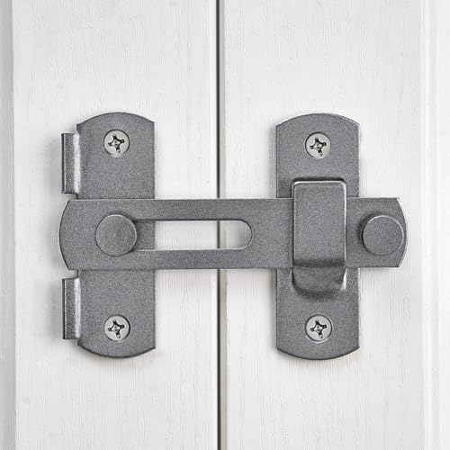 2 Packs Grey Stainless Steel Barn Door Latch Bi-fold Door Lock - color: Gray