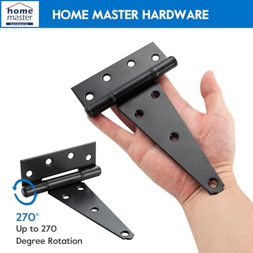HOME MASTER HARDWARE 6" Heavy Duty Gate Hinges, 6 Pack T Strap Hinges - size: 6 in-6 Pack