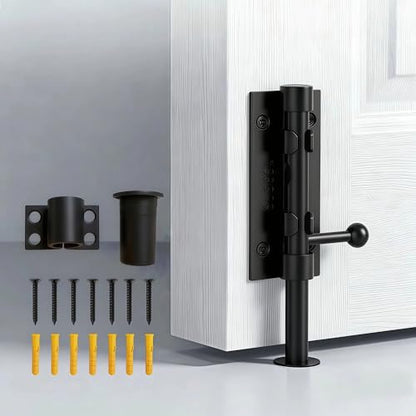 1-Pack 7.7" Barrel Bolt Latch Black,Stainless Steel Heavy Duty Gate Latches - color: Black-7.7inch