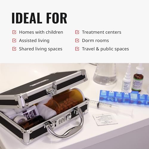 Vaultz Locking Medicine Case, Combination Lock Box, 3-Pack, Briefcase Style | Reinforced steel corners and chrome handle, organized interior with mesh pocket and elastic securing straps - size: 3 Pack