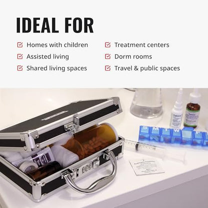 Vaultz Locking Medicine Case, Combination Lock Box, 3-Pack, Briefcase Style | Reinforced steel corners and chrome handle, organized interior with mesh pocket and elastic securing straps - size: 3 Pack