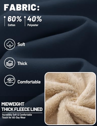 TACVASEN Men's Sherpa Hoodies Midweight Fleece Winter Thermal Sweatshirts - color: 03 Navy, size: Medium