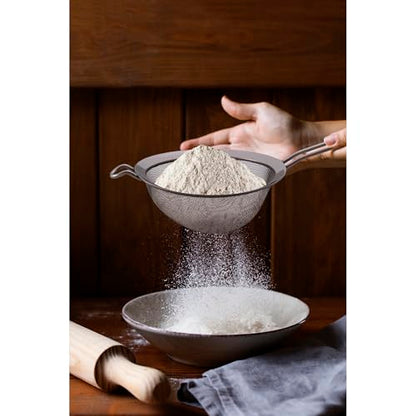 HIC Kitchen Fine Double Mesh Strainer, 18/8 Stainless Steel, 7-Inch, For Sifting Baking Ingredients, Straining, And Draining Stocks, Soups, And Sauces - size: Double Mesh, 7-Inch