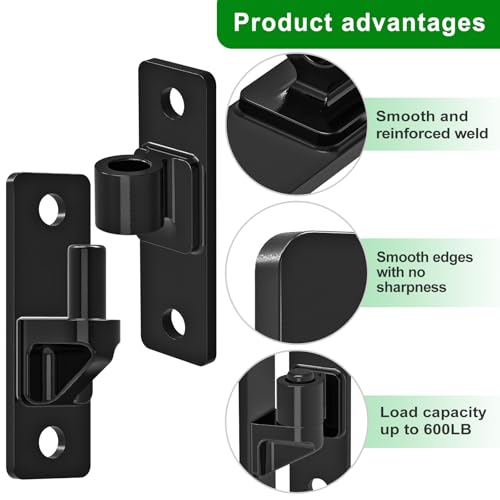 Insaga Heavy Duty Gate Hinges,2Pack High Strength Steel with E-Coating Finish, 6mm Thick Rustproof Hinges for Farm Gates, Chain Link Fences, Barns, Sheds & Driveways (4.9"x1.5") - color: Black-2Pack