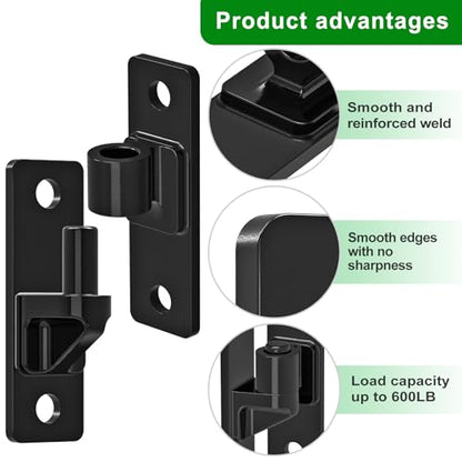 Insaga Heavy Duty Gate Hinges, 4Pack High Strength Steel with Electroplated Finish, 600LB Load Capacity, Thick 6mm Black Hinges for Farm Gates, Fences, Barns, Sheds & Outdoor Gates (4.9"x1.5") - color: Black-4Pack