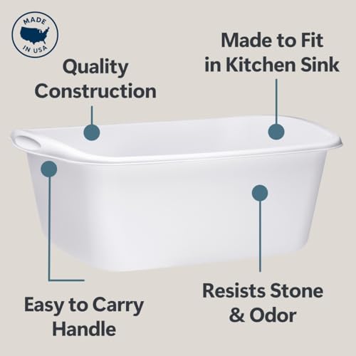 Tribello Plastic Wash Tub Dishpan Basin and Foot Bath for Soaking Feet, Laundry Hand Wash Bucket, Dish Pans for Washing and Storage Cleaning Supplies - 12 Quarts - Heavy Duty - Made in USA (White)