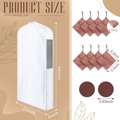 Briwooody Cotton Garment Bags, 2 Sets,Moth Protection,40 x 24 x 6 in, White - color: White, size: 40 x 24 x 6 Inch