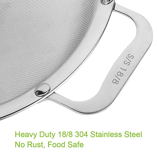 9" Large Mesh Strainer, Stainless Steel 18/8 Extra Fine Quinoa Sieve, with Solid Sturdy Handle, Flour Filter with Wider Hook - size: 1 Pc. - 9"