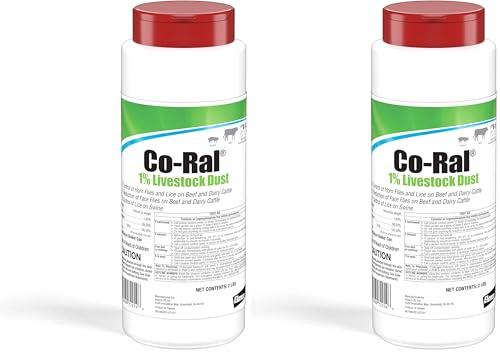Co-RAL 1% Livestock Dust | Controls Flies & Lice on Beef & Dairy Cattle | 2 lb. Shaker Can (Pack of 2) - size: 2 lb. (Pack of 2)