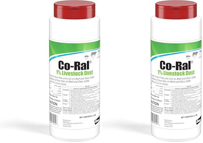 Co-RAL 1% Livestock Dust | Controls Flies & Lice on Beef & Dairy Cattle | 2 lb. Shaker Can (Pack of 2) - size: 2 lb. (Pack of 2)