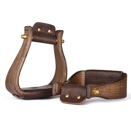 Trailmaster Wooden Western Horse Stirrups, 3 Inch Tread