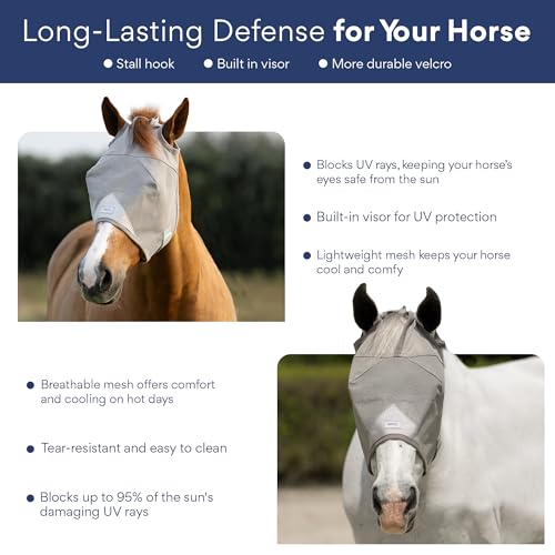 Warmblood Fly Mask Without Ears, UV Protection, Oversize