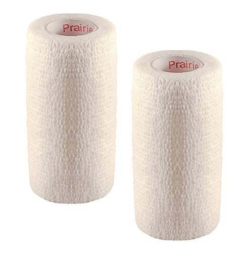 Vet Tape (White) (2 Pack) (3 Inch x 15 feet) Self Adhesive Adherent Adhering Cohesive Flex Self Stick Bandage Grip Roll Dog Cat Pet Horse - color: White, size: 2 Rolls