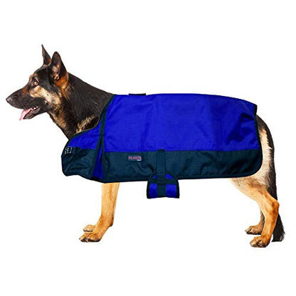 Waterproof Dog Winter Coat Hilason 600D Ripstop Heavy Duty Insulated Dog Blanket Fleece Lined Cold Weather Jacket for Small Medium Large Dogs - color: Royal Blue Black, size: Small