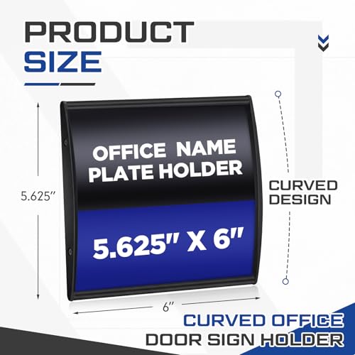 Yaocom Set of 5 Curved Name Plate Holder for Doors 5.625" x 6", Black - color: Black
