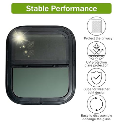 RV Window 14"W x 16"H Vertical Sliding Replacement Glass &Trim Ring Set - size: 14" W x 16" H, style: Vertical