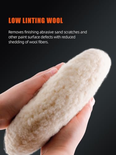 SPTA 7" (180mm) Wool Buffing Pad, Double Side 100% Natural Wool Pad with 5/8-11 Thread for 2-Sided Compound Cutting and Polishing for Automotive, Marine and Epoxies - size: 7 inch (180 mm)