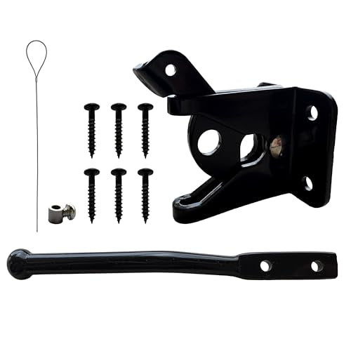 Automatic Gravity Gate Latch Self-Locking Door Latch Auto-Locking for Garden Fence, Black Steel