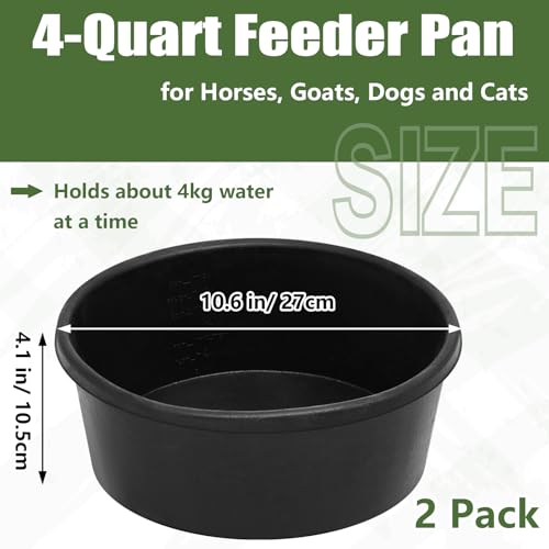 Sadnyy 4 Pcs 4 Quart/ 1 Gallon Rubber Feeder PanUtility Horse Feed Bucket - size: 4 Quart/ 1 Gallon