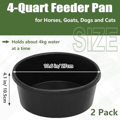 Sadnyy 8 Pcs 4 Quart/ 1 Gallon Rubber Feeder Pan Horse Feed Bucket - size: 4 Quart/ 1 Gallon