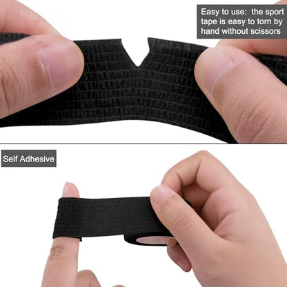 BQTQ 40 Rolls Self Adhesive Bandage Wrap 1 inch Self Adherent Tapes(Black) - color: Black, size: 1 Inch