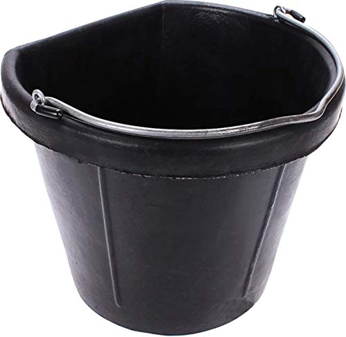 Fortiflex Flat Back Feed Bucket for Horses, 20-Quart, Black
