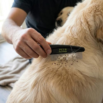 Pet Republique Dog and Cat Flea Comb - Fine and Flexible Pins, Removes Fleas, Mites, Ticks, Dandruff Flakes - Grooming Tool for Most Pets