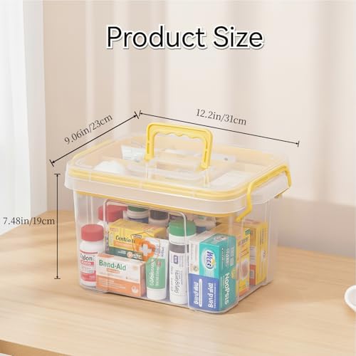 Pulseplay Clear Medicine Storage Box with Handle Yellow - color: Yellow