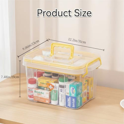 Pulseplay Clear Medicine Storage Box with Handle Yellow - color: Yellow